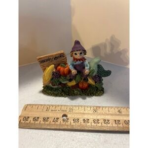 Miniature Thanksgiving Scarecrow Figurine Harvest Cornucopia Resin Decor